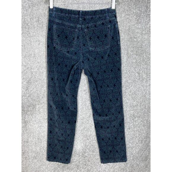 Croft & Barrow Paisley Print Corduroy Jeans Womens Size 8 Stretch Pockets - Picture 2 of 7